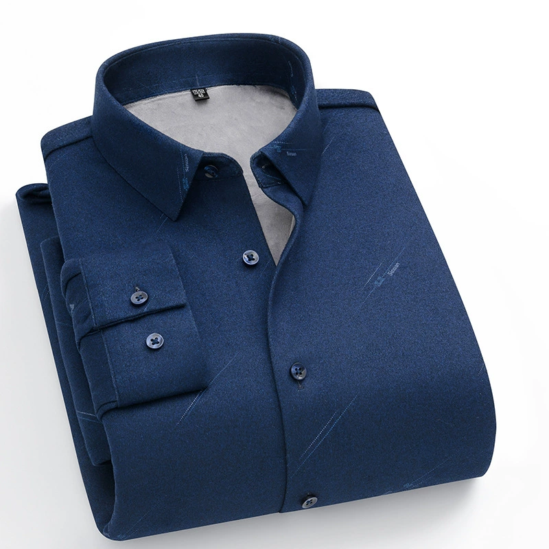 Новая стильная супермягкая теплая рубашка для мужчин, тканая деловая повседневная зимняя кашемировая рубашка с принтом из флиса, утолщенная рубашка.