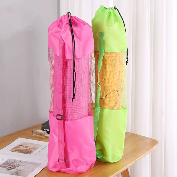 Cross-Border Yoga Mat Storage Mesh Bag Drawstring Portable Bag Oxford Cloth Drawstring Breathable Mesh Bag Nbr Backpack Customization