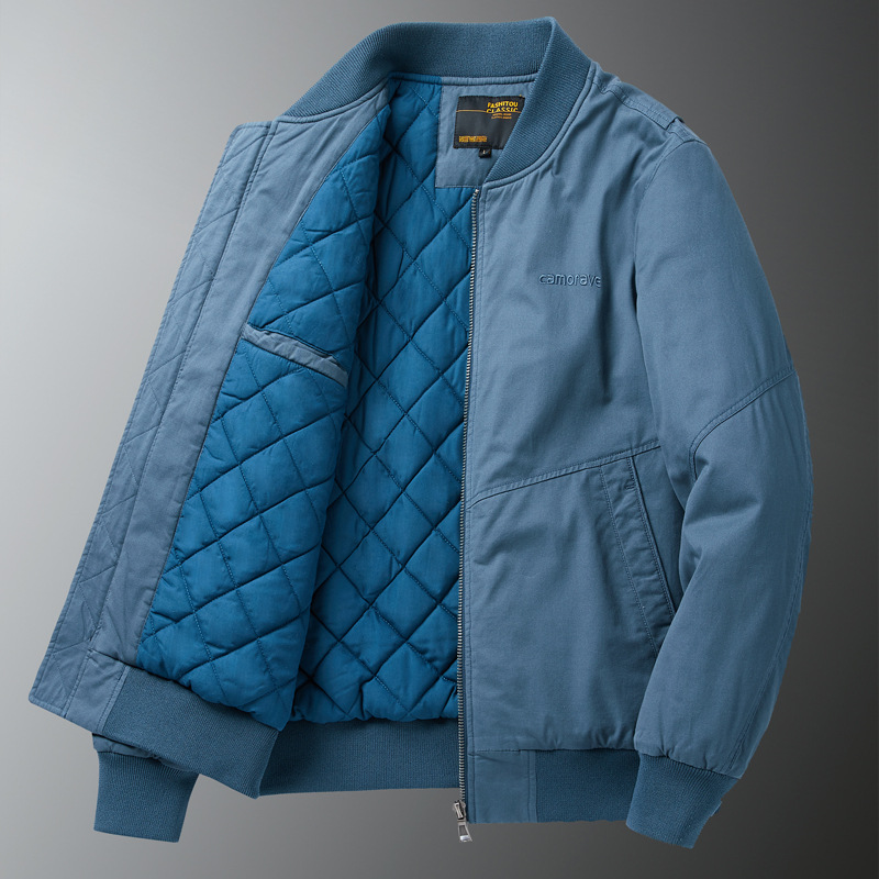 Men's Clothing Thick cotton bomber jacket men's autumn and winter loose large size men's baseball jacket casual cotton clothing_viptrois.com