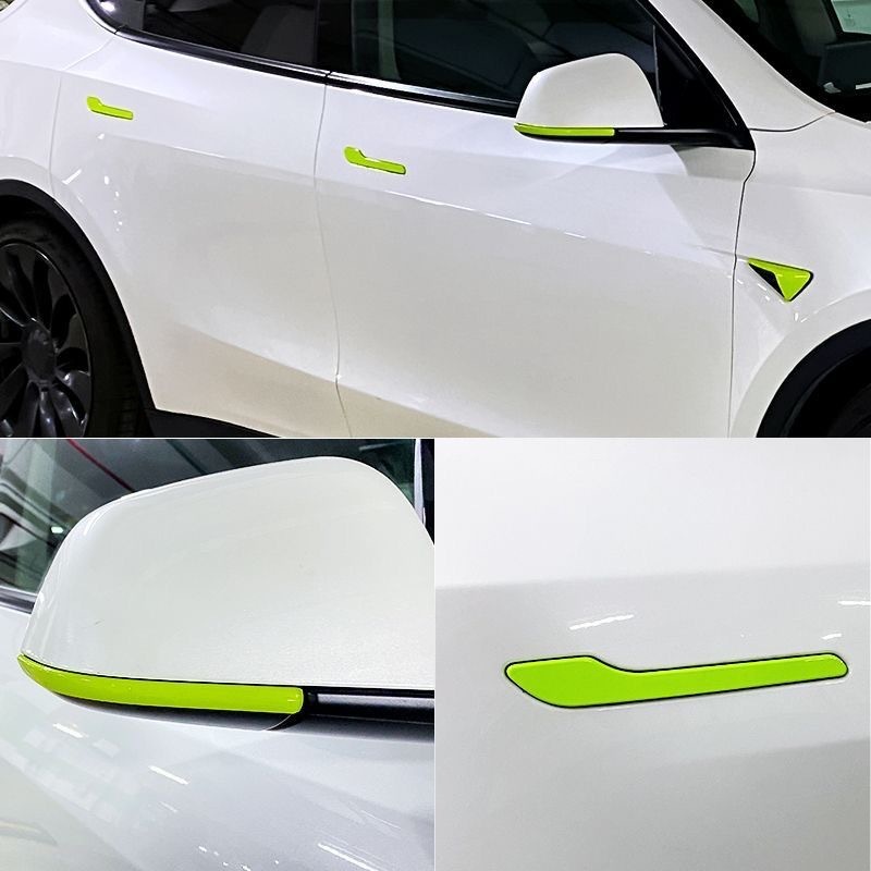 适用特斯拉焕新Model3Y彩色T字母标车门把手摄像头保护罩装饰贴拉|undefined