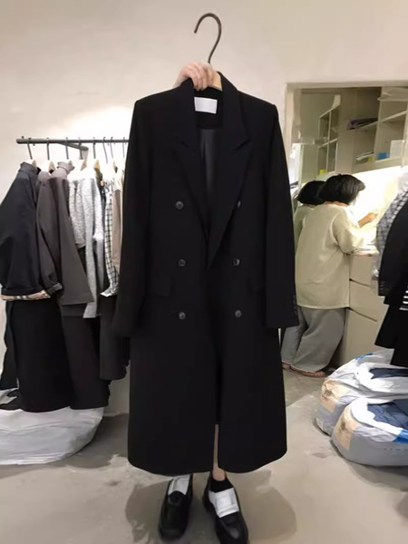 Autumn demi-season long classic suit jacket