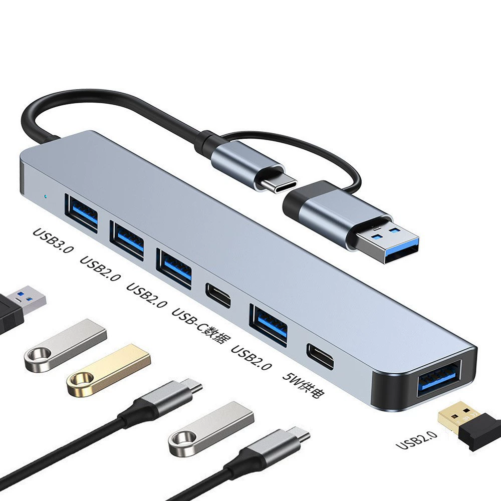 Usb/type-c multifunctional hub 8-in-1 mobile phone expansion dock dual interface usb3.0hub expansion