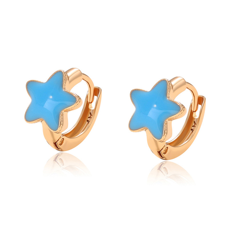 Xuping ruso goteo de aceite pentagonal aretes de aleación pentacolos aretes de verano sensación de nicho aretes para mujeres
