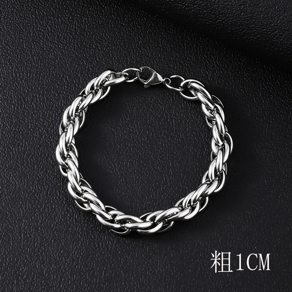 Stainless Steel Cuban Bracelet For Men Simple Bold Punk Style_voghion.com