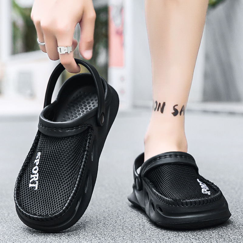 Transfronterizos de verano comercio exterior sandalias de tela de red medio paquete ocio nido de pájaro agujero zapatos para hombres zapatillas de playa de tamaño grande