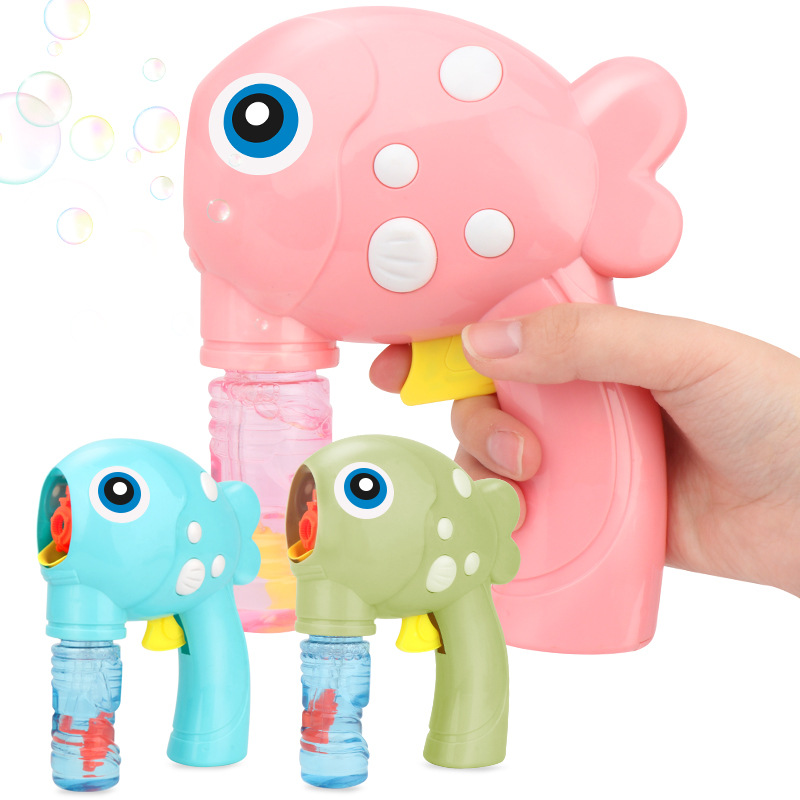 Tiktok mismo estilo de los niños casual burbuja juguete manual de un solo agujero burbuja soplando pistola lindo pescado manual pistola de burbujas al por mayor