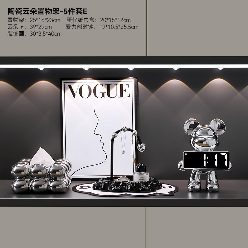 玄関ドアクラウド収納トレイ装飾品リビングルームデスクトップカレンダー装飾品ライト高級ハイエンドホーム|undefined