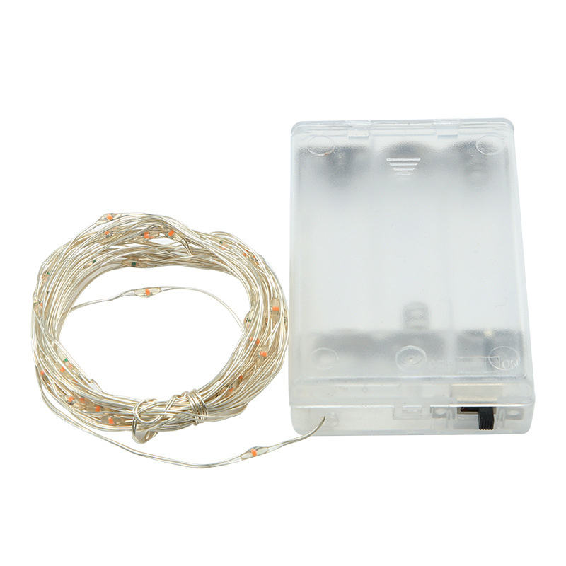 Amazon Cross-border led luz de alambre de cobre modelo de batería No. 5 luces de Navidad luces intermitentes cadena de decoración de bolas de olas al por mayor