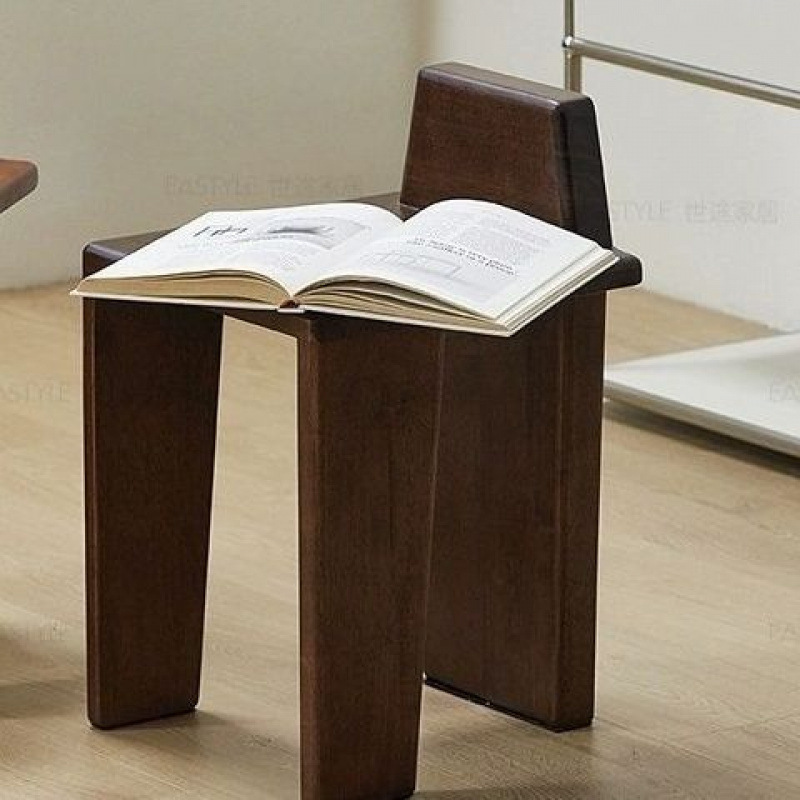 北欧黑色中古凳子法式设计师实木餐椅家用靠背椅矮凳化妆复古椅子|undefined