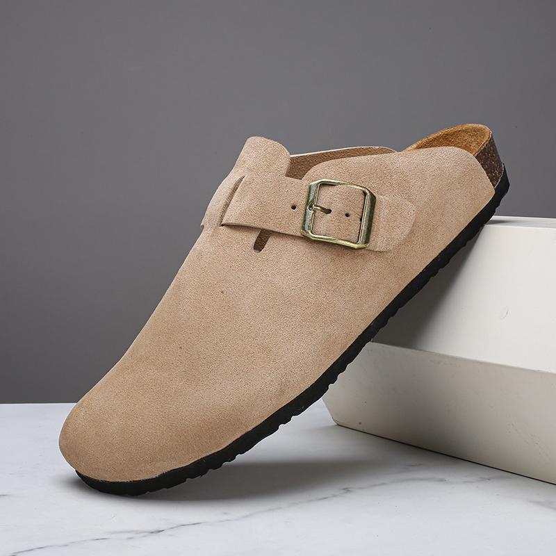Spring and Summer New Women's Cork-Soled Birkenstock Shoes, Fashionable Frosted Casual and Versatile Outer Wear Thick-Soled Toe-Toe Birkenstock Slippers