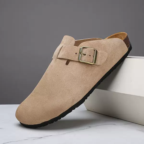 Spring and Summer New Women's Cork-Soled Birkenstock Shoes, Fashionable Frosted Casual and Versatile Outer Wear Thick-Soled Toe-Toe Birkenstock Slippers