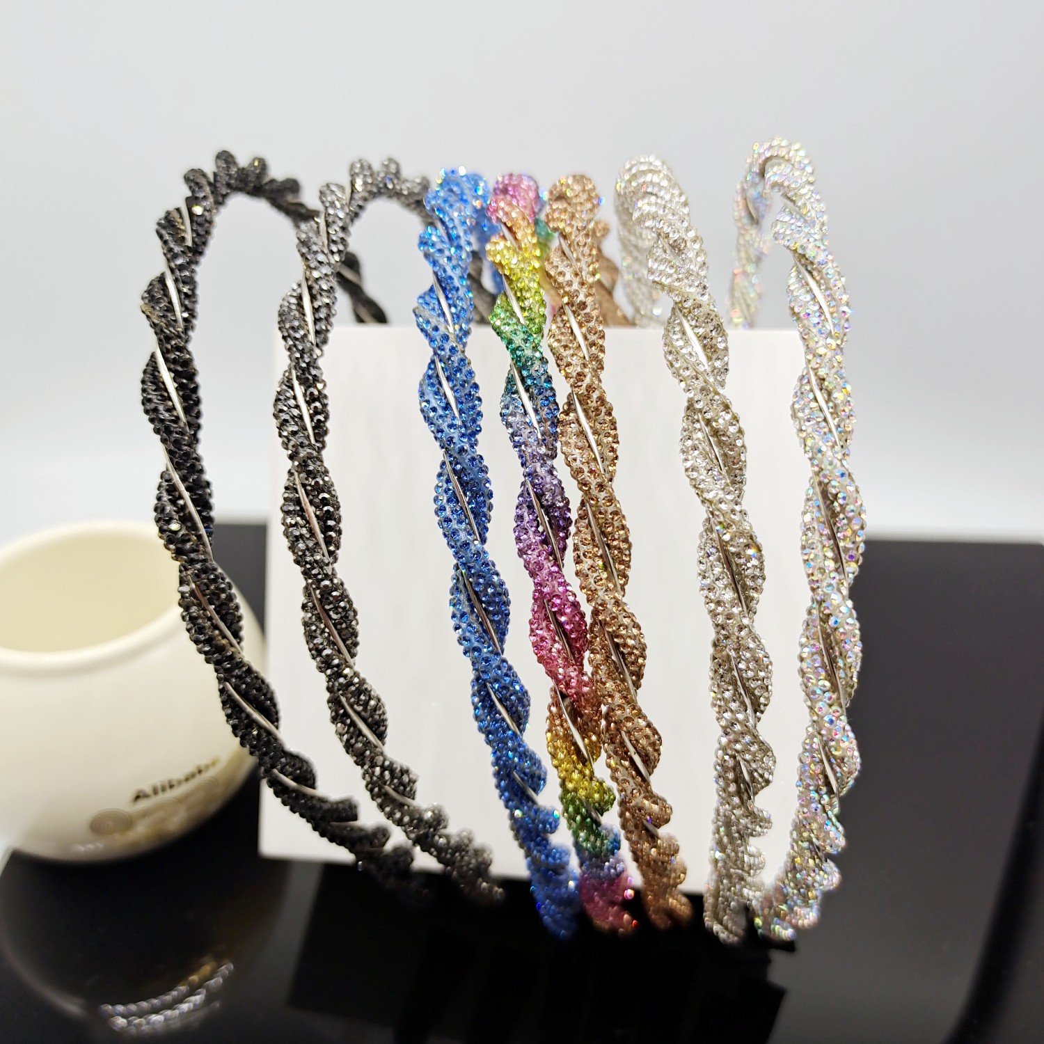 Style Simple Style Classique Couleur Unie Strass Incruster Strass Bande De Cheveux display picture 2