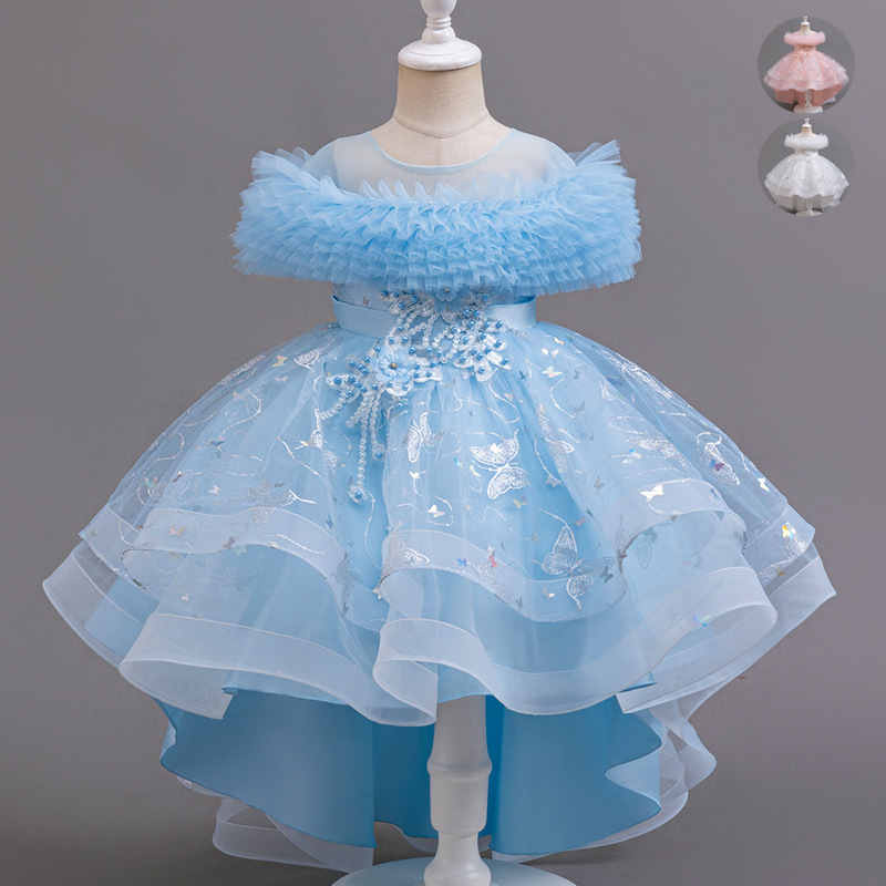 Girls Princess Dress 2-13 Years Old Toddler Cross-Border Export Kidsren's Wedding Dress Baby Mesh Dress Summer