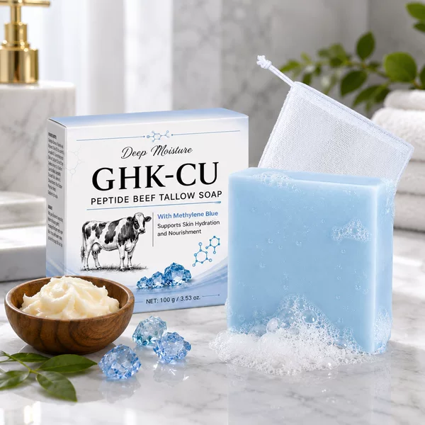 Cross-border exclusive blue copper peptide GHK-Cu tallow soap, cleansing, moisturizing, and skin-nourishing, export-quality facial and body soap