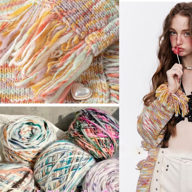Gradient-Dyed Icelandic Wool Yarn in Oil Painting Style, Thick Yarn Skeins for Knitting Scarves, Unique Handmade DIY Weaving Hand-Mixed Yarn Gradient-Dyed Icelandic Wool Yarn in Oil Painting Style, Thick Yarn Skeins for Knitting Scarves, Unique Handmade DIY Weaving Hand-Mixed Yarn