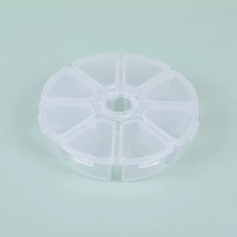 GD04圆8格塑料串珠盒桌面收纳盒创意塑料圆盒diy手机钻饰饰品盒