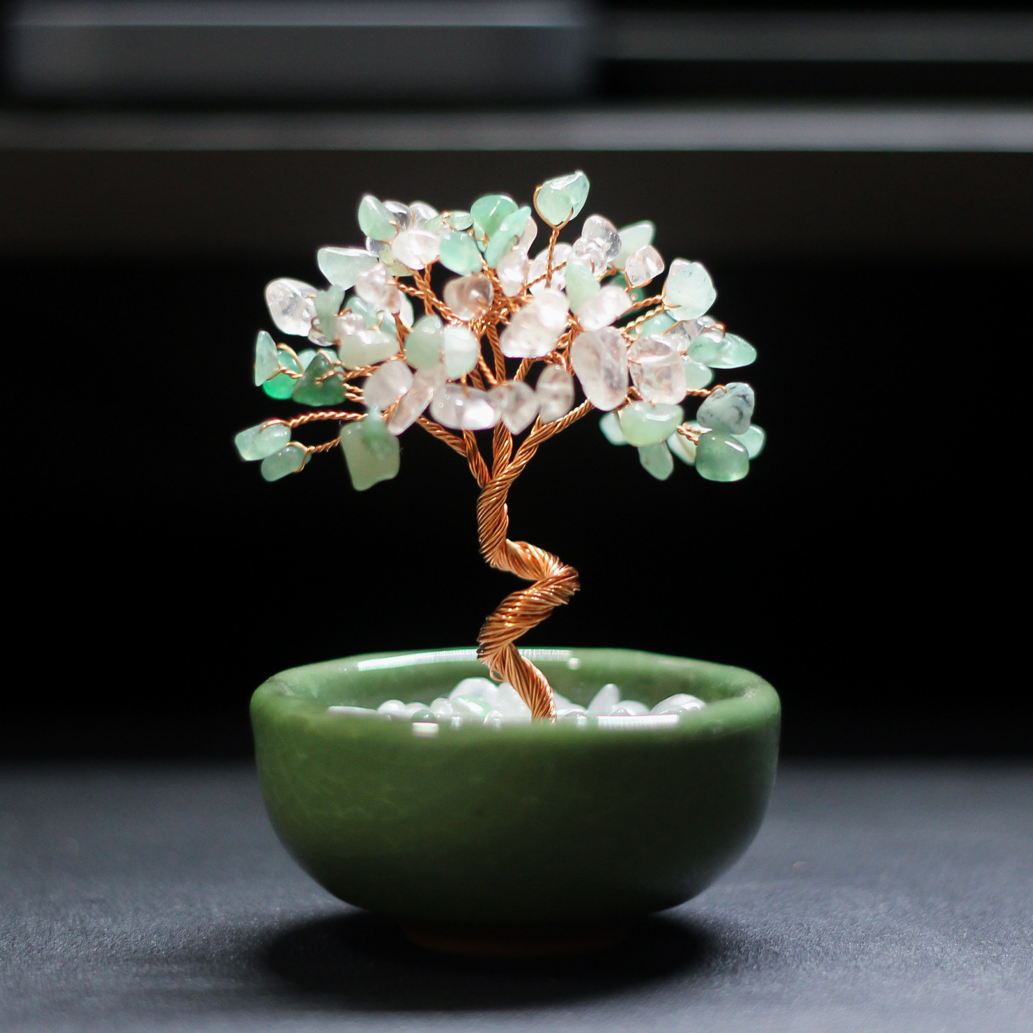 녹백 수정목 (도자기 볼 받침)