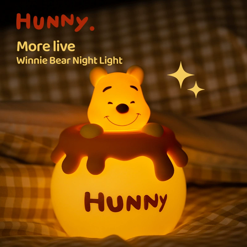 Сластен Pooh Bear ночник USB-зарядка, спальня, ночники для времени, милый мишка с медом, ночник