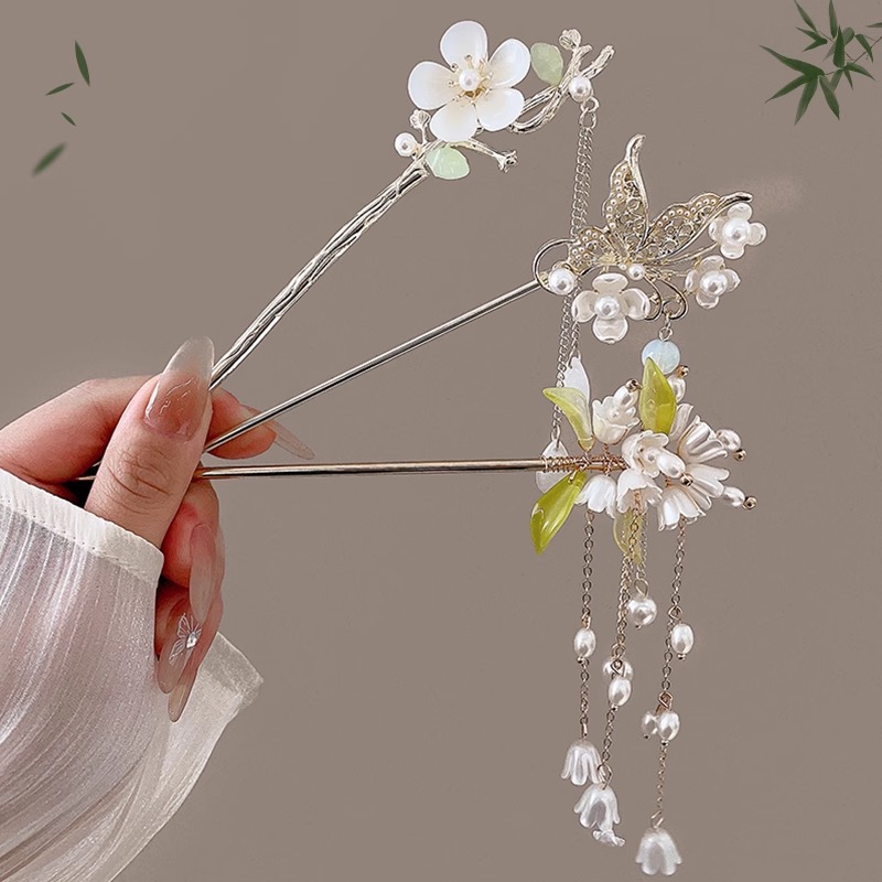 Nuevo estilo chino Maxi falda horquilla 2024 nuevo tocado de horquilla updo de niña estilo antiguo hanfu horquilla