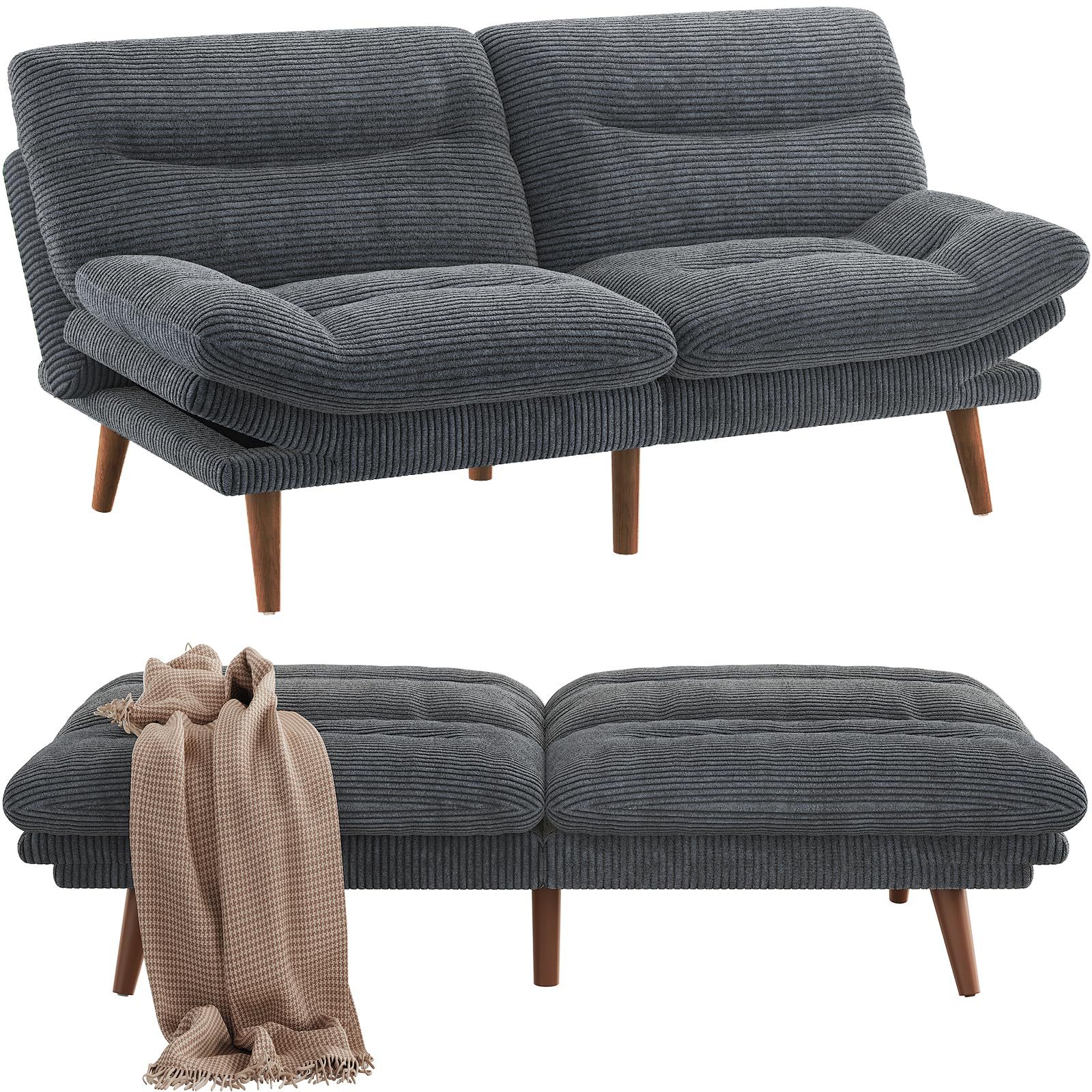 Exportación transfronteriza semi-compresible sofá cama plegable de doble propósito sala de estar pequeño tipo respaldo ajustable sofá empaque y envío