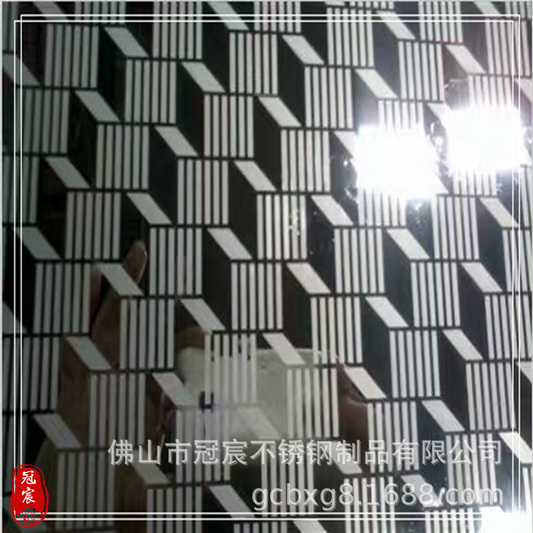 304不锈钢电梯蚀刻镜面玫瑰金花板 酒店KTV镜面腐蚀装饰板