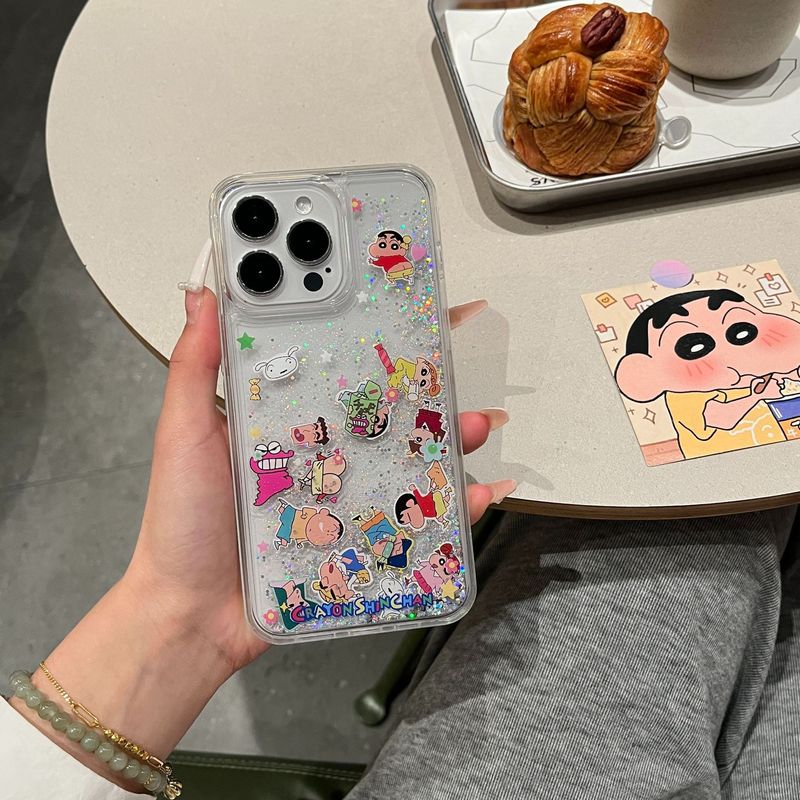 Crayon Shin-Chan Quicksand Case for iPhone 16 Pro Max, Trendy Influencer Style for iPhone 17 Air and 17 Pro