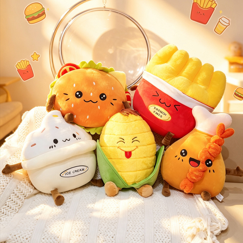 Cojín de Peluche con Forma de Comida de Franela para Cama