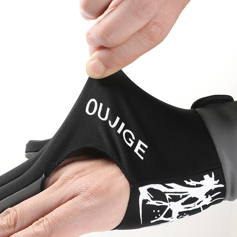 Guantes de billar con tres dedos espesados con una sola superficie de malla transpirable, absorbente de sudor, deshumidificante, antideslizante y resistente al desgaste, guantes de dedos delgados