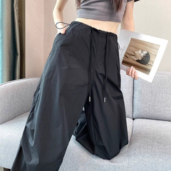 美式速干工装裤女夏低腰抽绳设计感两穿束脚运动裤宽松休闲登山裤