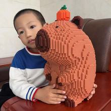 超大土拨鼠积木卡皮巴拉儿童益智玩具拼装礼物兼容乐高积木摆件