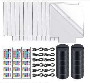 Transfronterizo nuevo exótico 3D luz de la noche titular USB Toque control Remoto colorido luz de la noche lámpara de mesa de acrílico combinación base
