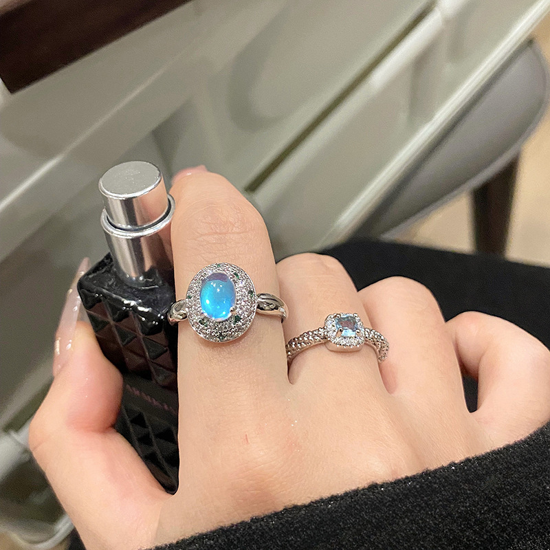 法式高端仿白玉髓方糖戒指女時尚氣質奢華精緻高級質感輕奢指環潮