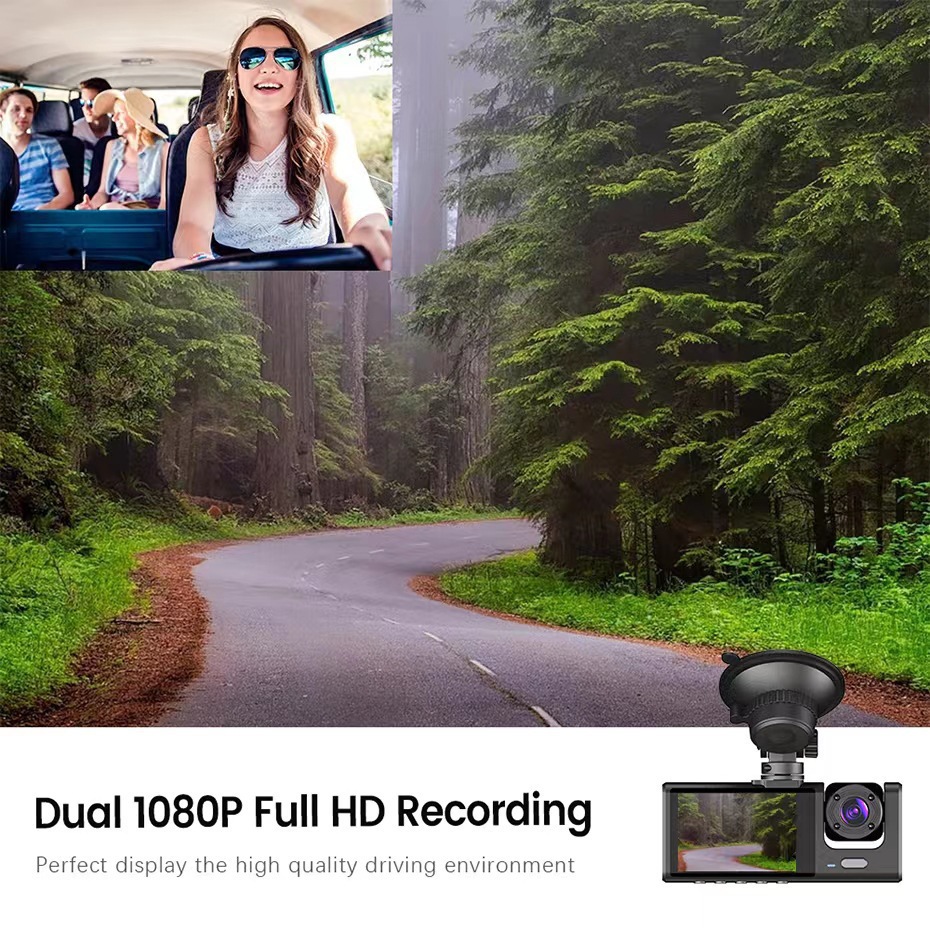 New model dashcam with high-definition reversing image, 3-lens recorder, mobile phone connectivity, and car-mounted recorder