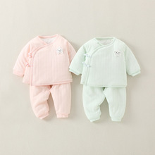 新生婴儿棉衣秋冬套装A类纯棉0-3月初生宝宝和尚服系带棉服批发