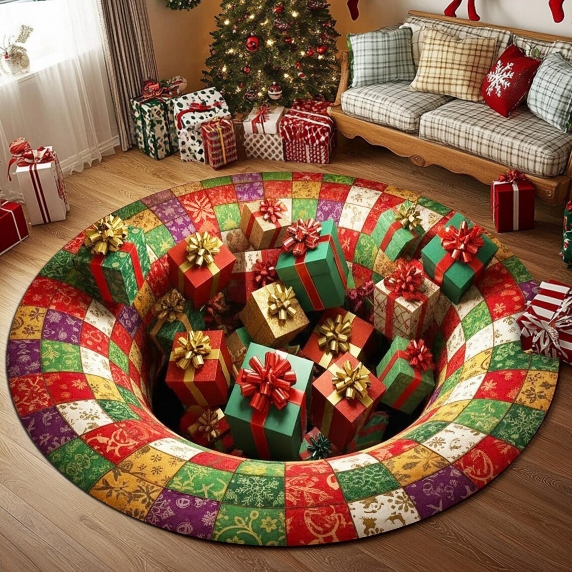 Navidad transfronteriza sala de estar gran área alfombra de terciopelo de cristal alfombra 3D alfombra de decoración de perlas visuales estereoscópicas image 21