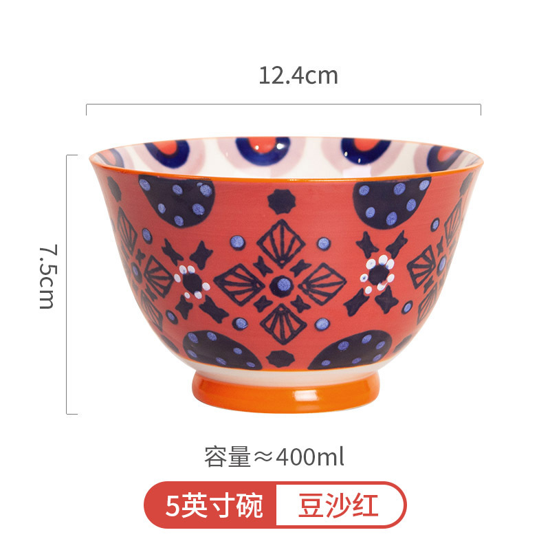 Porcelana de pelo largo pintada a mano americana de arroz de cerámica de desayuno de leche de avena de bolos de postre personalidad creativa de bolos de arroz