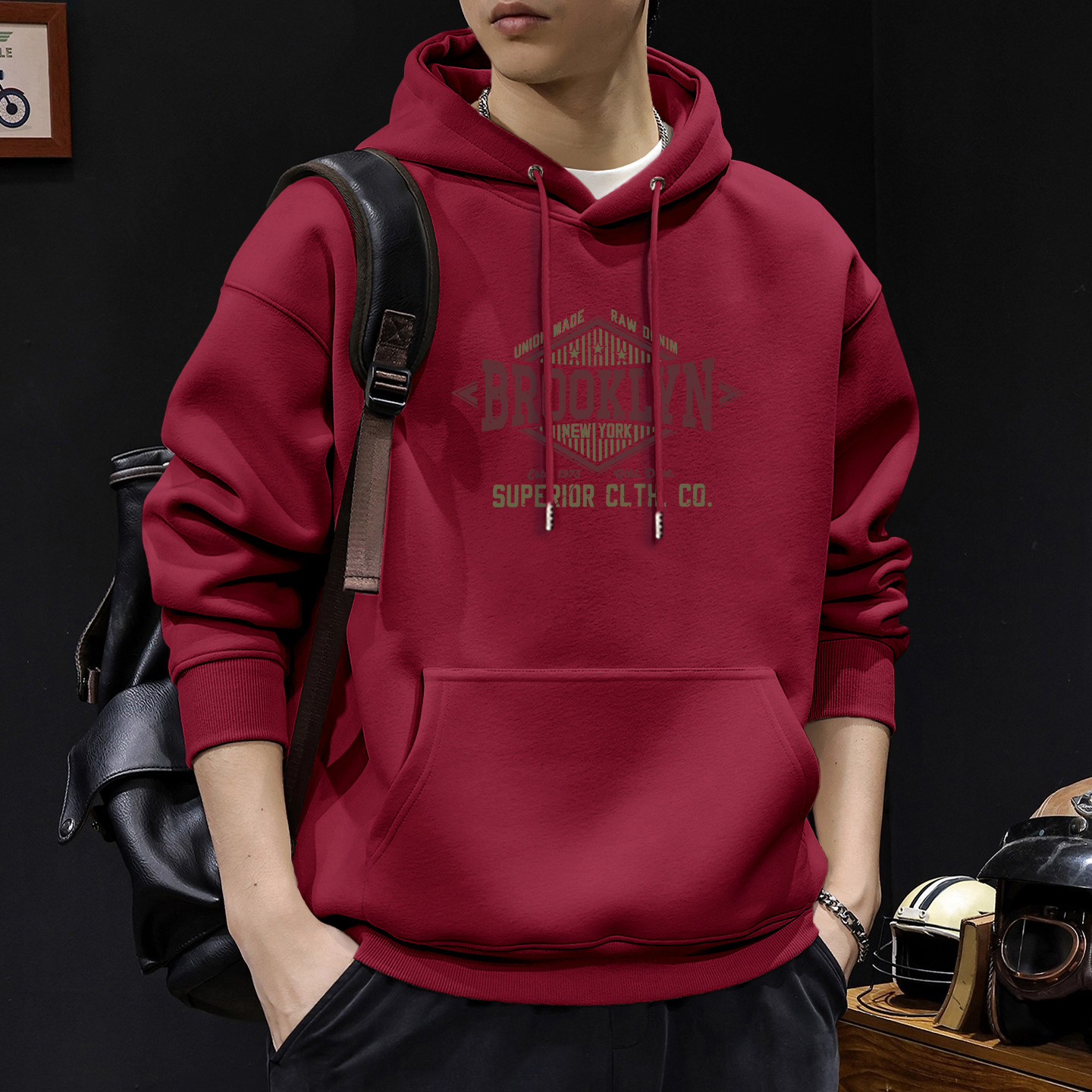 Chaqueta encapuchada para hombres otoño y invierno nuevo estilo de estilo de Hong Kong estilo coreano chaqueta grande suelta abrigo casual