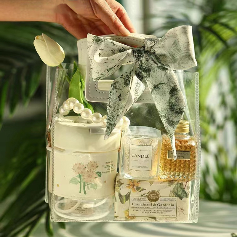 透明伴手礼袋子pvc手提袋方形儿童教师节日婚礼喜糖镭射礼品袋ins