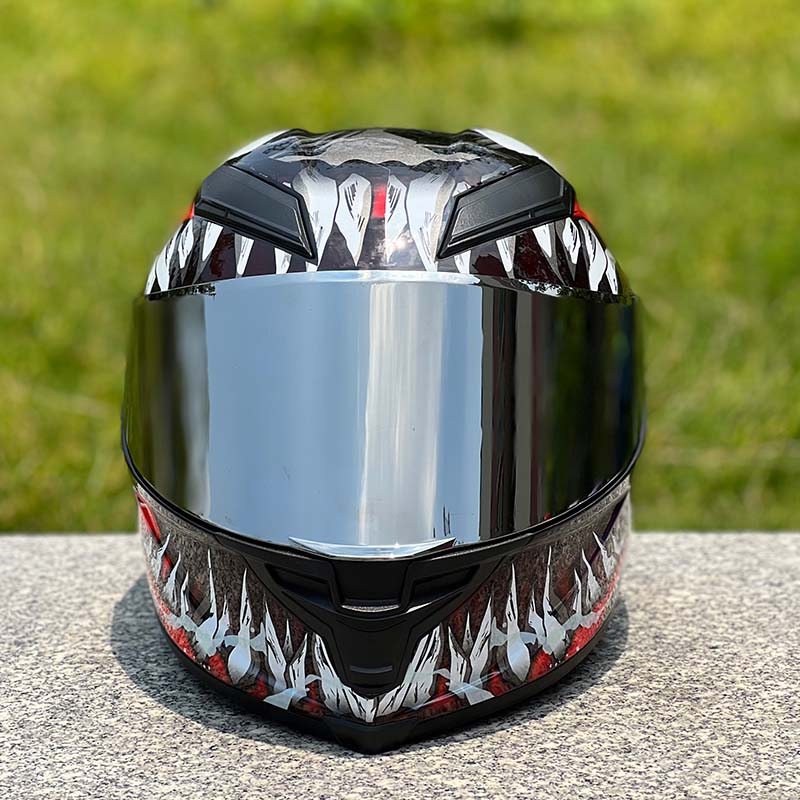 Motorcycle Helmet Personalized Snow House Style with Extended Spoiler