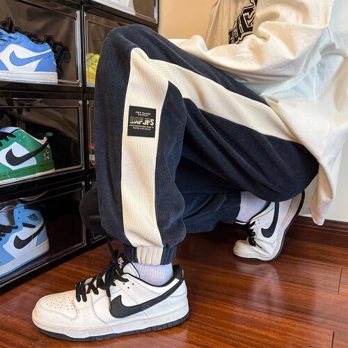 Heavyweight men's spring and autumn trend ankle-length pants, high school fashion brand, Instagram sports pants, youth lined long pants