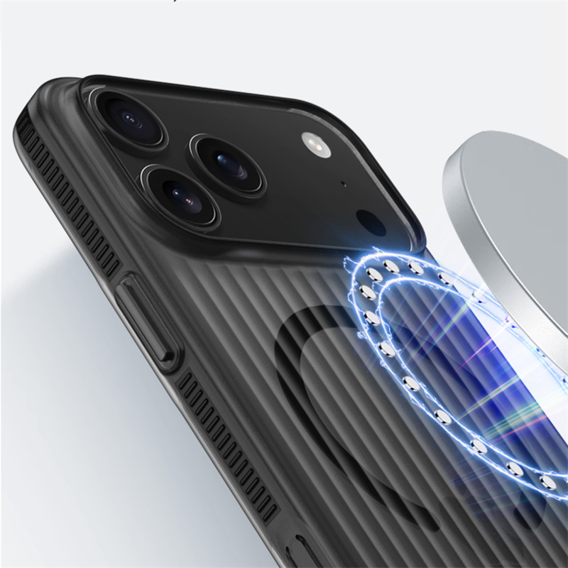 适用iPhone17pro手机壳瓦楞防滑条苹果16pro冰雾磁吸防摔15保护套|undefined