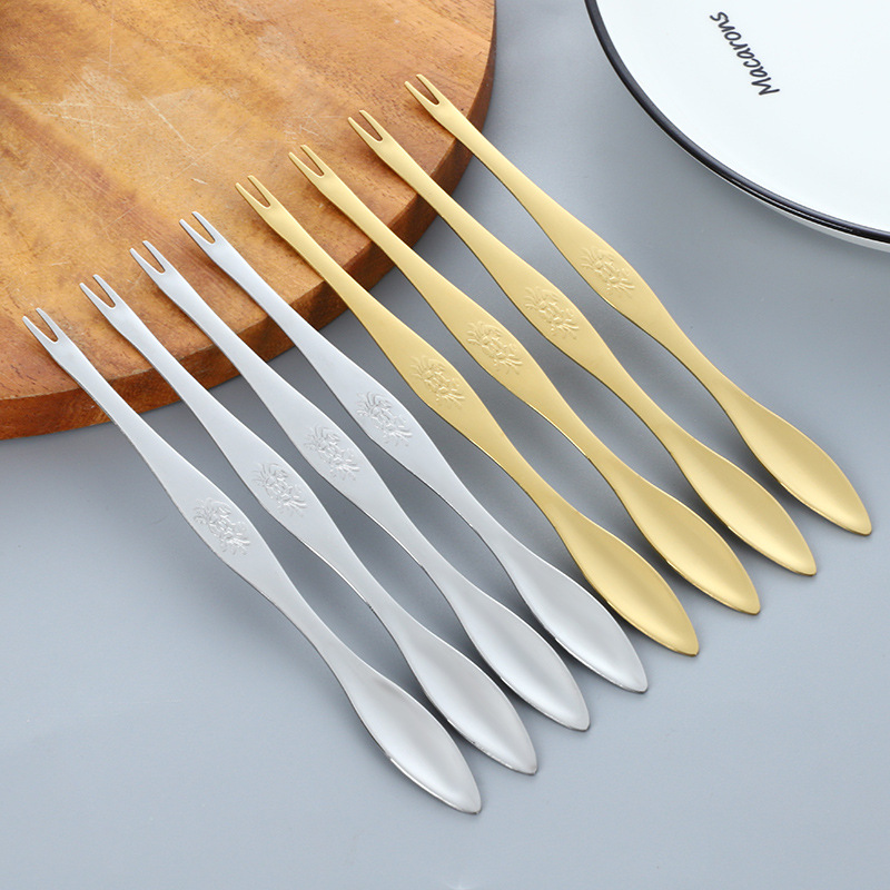 304 Stainless Steel Crab Needle Lobster Crab Fork Spoon Dual-Use Household Seafood Meat Skewer Crab Eating Tool Wholesale