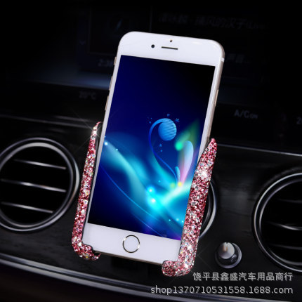 Soporte para teléfono de coche con diamantes, soporte para navegación de coche, soporte con clip para ventilación de aire, soporte para teléfono de coche con ventosa para mujer image 7