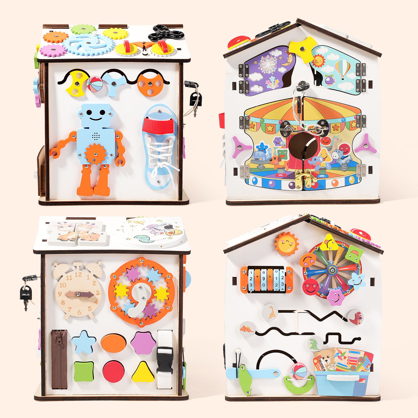 Robot de educación temprana ocupado Casa Montessori DIY ayudas de enseñanza multi-diversión jugar juguetes educativos para niños