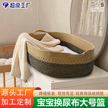 跨境婴儿带防水垫便携手提篮手婴儿换尿布台棉绳睡篮婴儿换尿布篮