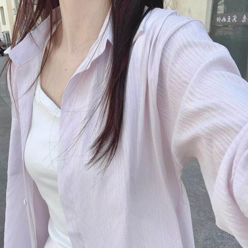 Dopamine Light and Cool Purple Chiffon Shirt for Young Women, Loose Fit, Slimming, Sun-Protective Cardigan