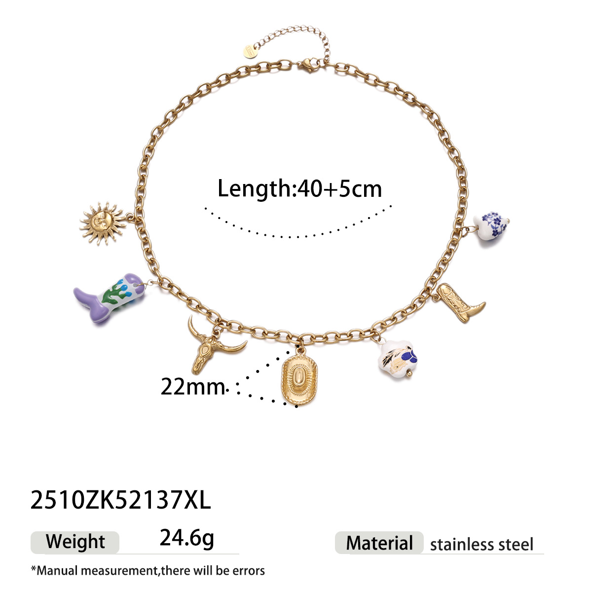 Collar de acero inoxidable TENA Europa y América lujo ligero nicho diseño versátil sensación de muchos colgantes chapados en oro cadenas clavículas transfronterizas mujeres