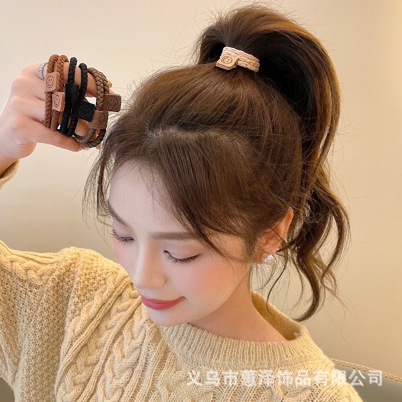 寒色系高弾力ヘアリング手作り編みヘアロープ少女ポニーテール輪ゴムシンプル風ヘアロープファッションヘアアクセサリー|undefined