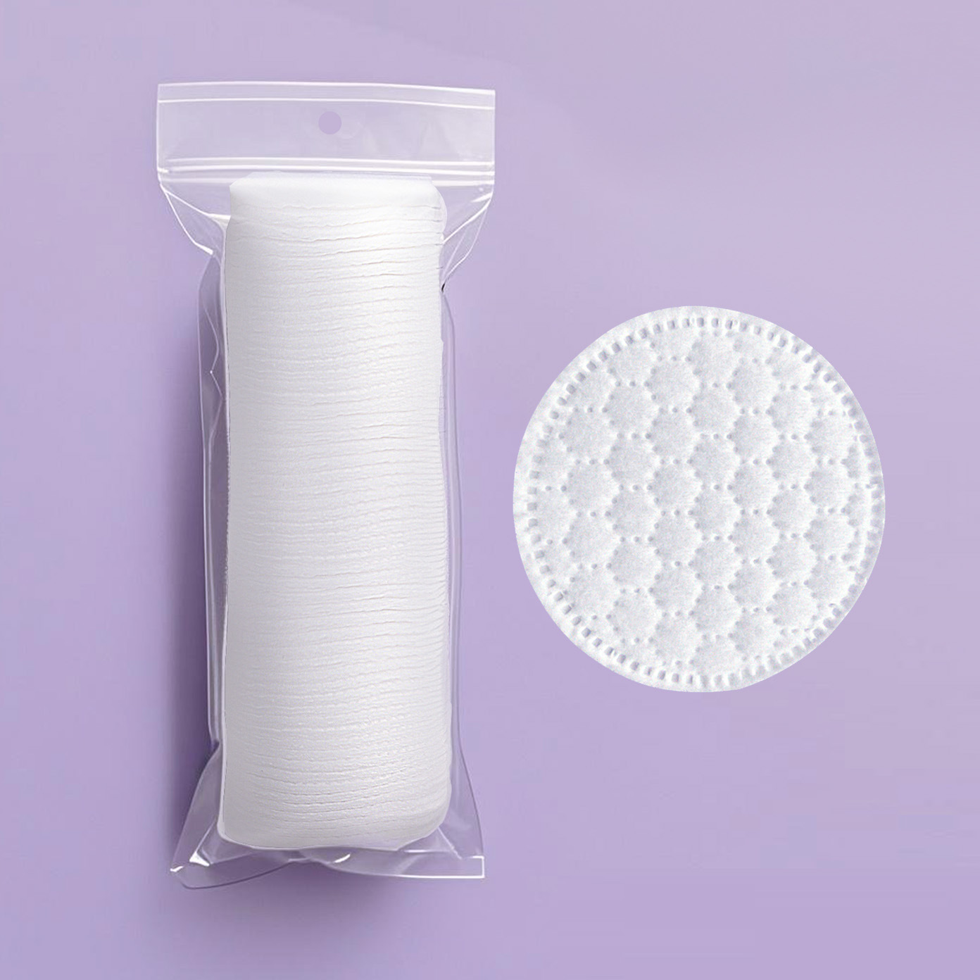 Almohadillas de algodón redondas tipo panal, 100 unidades (empaque transparente).