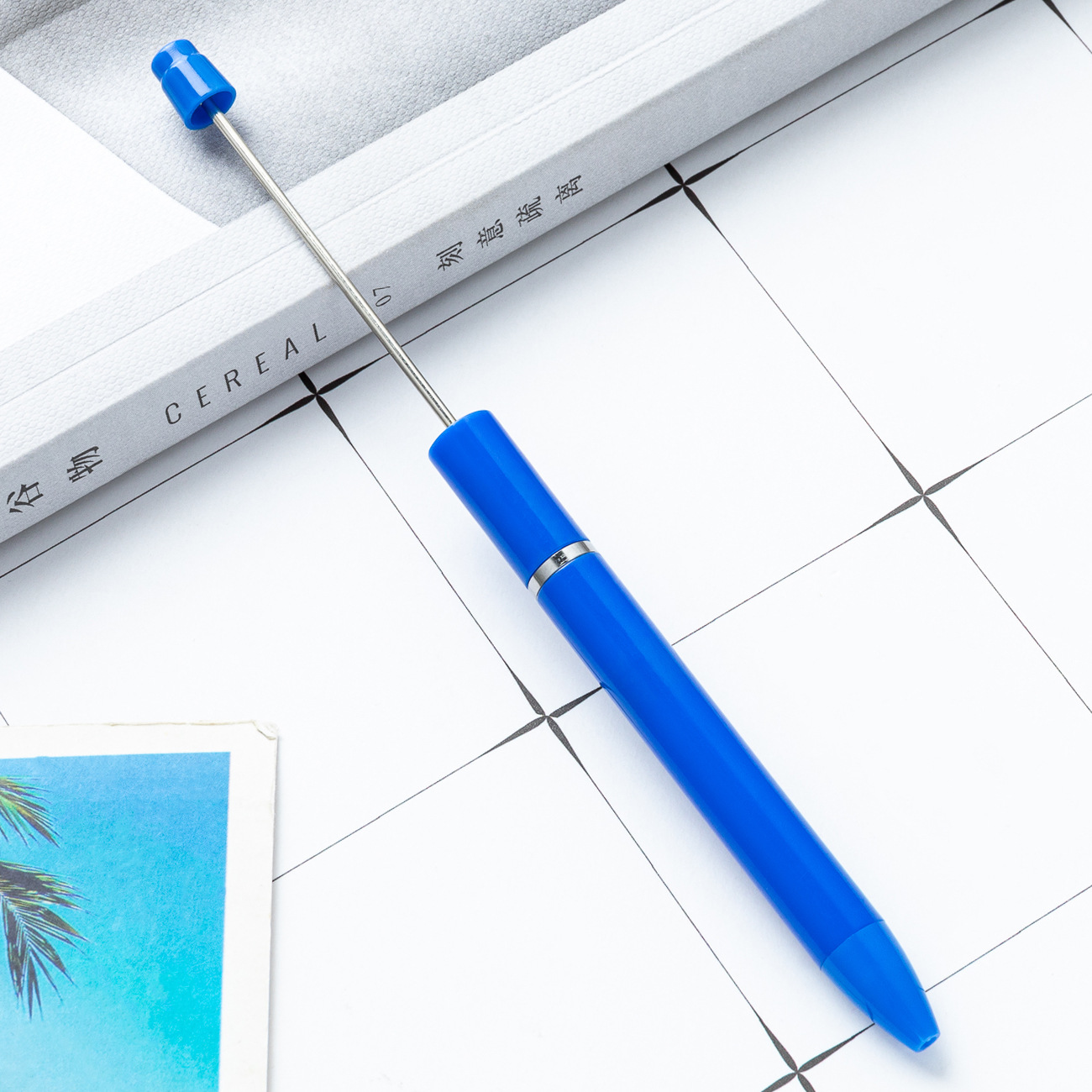 Inventario al por mayor creativo diy bolígrafo de cuentas largos bolígrafo de cuentas de impresión personalizado bolígrafo de cuentas de mano